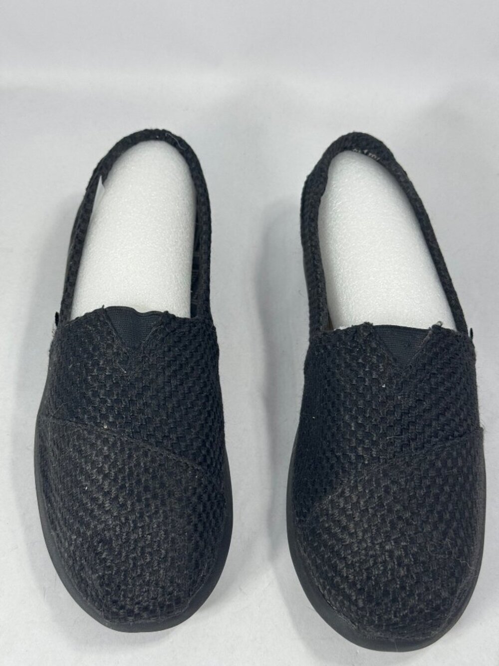Bobs From Skechers Womens size 9.5 Slip-On Shoes Size 9.5 Black Woven Textile Up